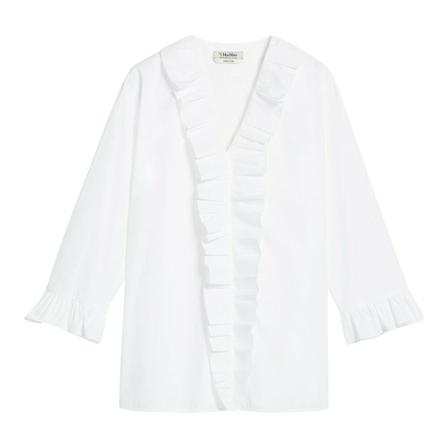 Max Mara Shirt with Ruffles Hvid, Dame Skjorter