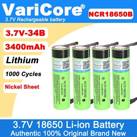 VariCore New Original 18650 NCR18650B Genopladeligt Li-ion batteri 3,7V 3400mAh batterier DIY Nikkel ark