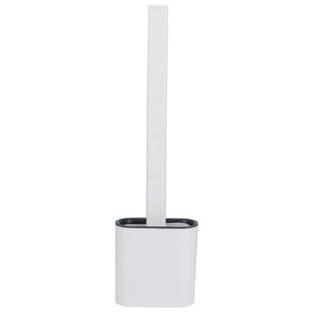 Veggmontert dyprensende toalettbørste med langt håndtak og hurtigtørkende holdersett, hvit
