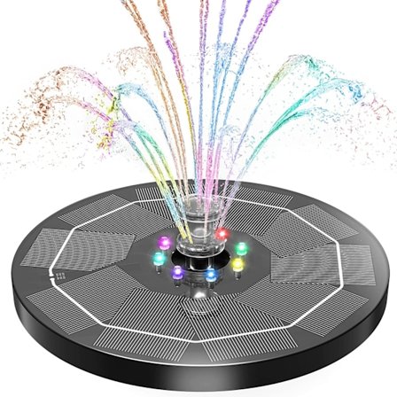 Led solcelledrevet springvandspumpe, 3,5w Led cirkel solcelledrevet springvand med batteribackup til vandfunktion, solcelledrevet flydende 