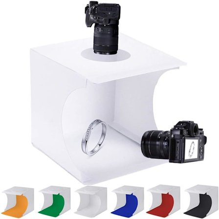 Mini Fotostudio Tält Smycken Ljuslåda Kit, SENLIXIN Bärbar Hopvikbar Liten Hem Fotostudio Ljuslåda Bås Fotografering Tält med LED Ljusremsor - med 6 
