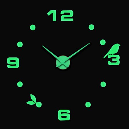 1 stk. Moderne, lydløse, lysende vægur med 3D akryl spejl klistermærke til hjem, hotel, kontor, dekoration gave