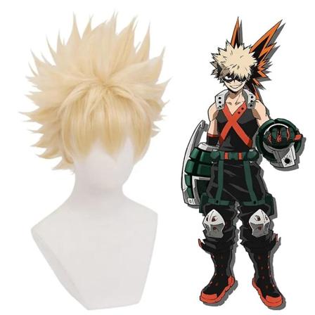 My Hero Academia Bakugou Katsuki Parykk Blonde Parykker Med Bang Cosplay Party Anime Makeup Rekvisitter Gaver