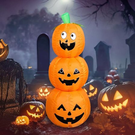 Halloween Luftdekoration Citronpumper med LED-lys til Haveudsmykning, Uhyggelig Udendørsdekoration_OF