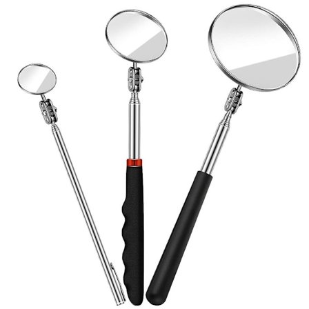 3 STK Teleskopinspektionsspejl Rundt spejlinspektionsværktøj