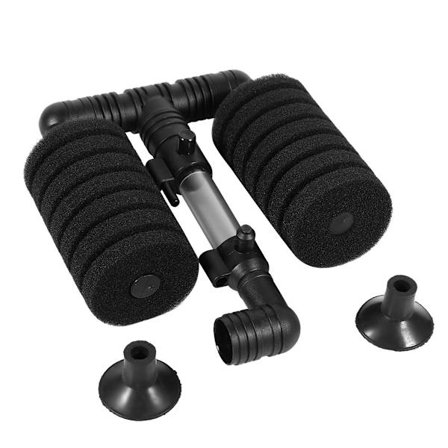 Dubbelhuvud Biokemisk Svamp Luftpump Akvariefilter med Sugkopp