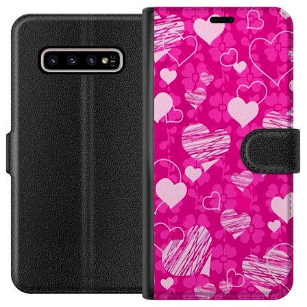 Kompatibelt Lommeboketui til Samsung Samsung Galaxy S10+ PopHjerteMønster