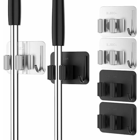 Mopholder, veggmontert kosteskaftholder 4 stk, veggmontert kost, justerbar mopholder, kosteskaftholder veggmontert, mopp- og kosteskaftholder-arrangør