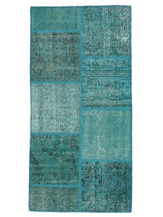 80X160 Tapis Patchwork Moderne Petrole Foncé/Petrole (Laine, Turquie) Carpetvista