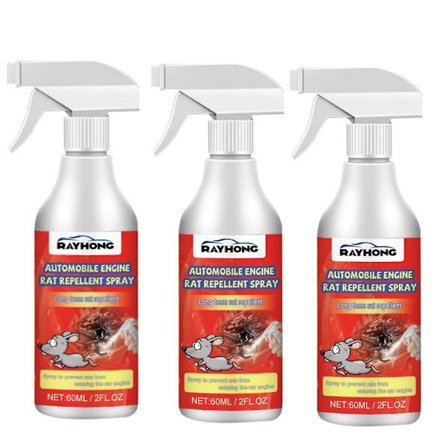 HKK 3 stk. NY bilmotor rotte- og museavvisende spray naturlig kjøretøybeskyttelse 60 ml