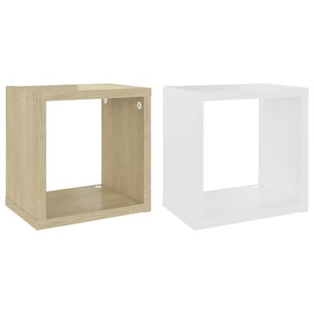 Vidaxl Vägghylla Kubformad 2 St Vit Och Sonoma-ek 22x15x22 Cm Vit