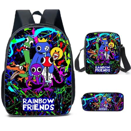 Rainbow Friends -reppu, koululaukut, matkareput 3 kpl - Joululahja Lapset - Lahja moniv rinen multicolor