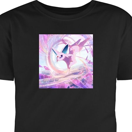 T-Shirt Espeon Pokémon med krystaller - Magisk lilla og blått fantasy inspirert motiv
