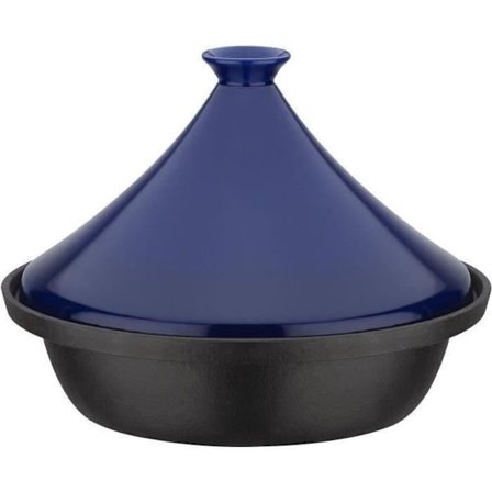 Tajine massiv gjutjärn - GSW - 30 x 22 cm - Keramiskt lock - Induktion - Blå