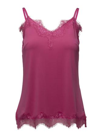 Strap Top W. Lace Bluse Ermeløs Rosa Coster Copenhagen
