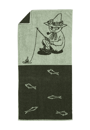 Arabia Mumin badhand.70x140 Snusmumriken grön GOTS Badrumstextilier 70X140 CM