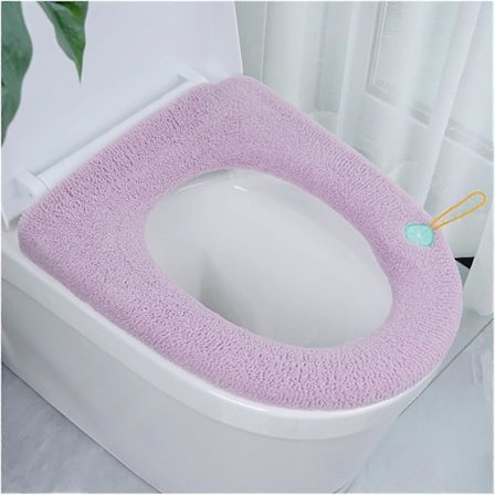 2 stk Vaskbare toalettsetetrekk med håndtak, myk vintervarmermatte pute O-formet toalettsetebeskyttelse (Farge: 10)