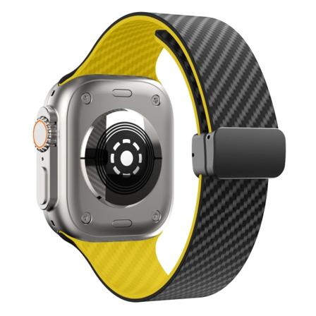 Rem för Apple Watch band 44mm 45mm 49mm 41mm 40mm 42mm 38mm Magnetic Correa Armband iWatch Ultra 2 Series 9 8 7 6 SE 5 3 4 black yellow B 38mm 40mm 
