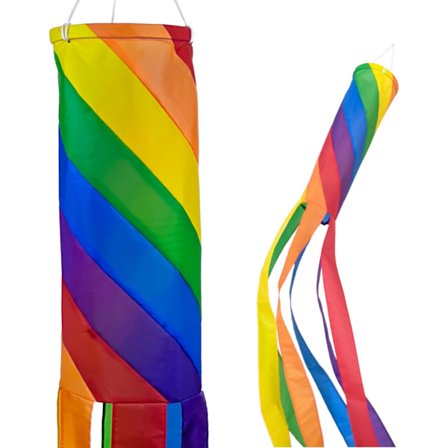 2 stk. Spiral Rainbow 88 cm vindpose fra Brand | Holdbar hængende vinddekoration til udendørs brug | Have, veranda, terrasse, dæk