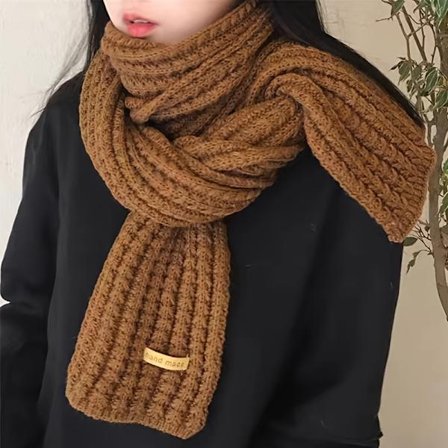 Koselig skjerf for kvinner - Skjerf i vintage stil - Mykt og varmt langt vinterskjerf, et mykt, tykt og varmt ensfarget sjal, P [DB]