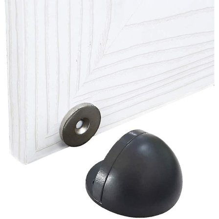 2 Stycken Magnetisk Dörrstopp Med Gummibuffert, Borstad Metalldörrstopp