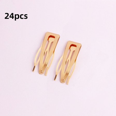 24STK Dobbeltgrep Hårklemmer Metall Snap GULL
