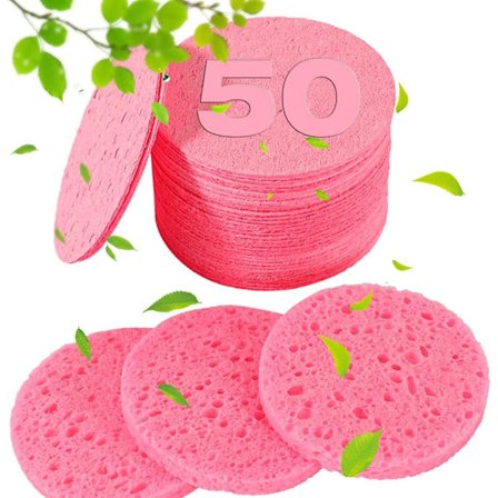 50 Komprimerte Ansiktsvamper for Kosmetikere - 100% Naturlig Cellulose Ansiktsvamper Profesjonelle Kosmetiske Spa-Svamper