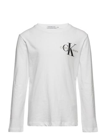 Chest Monogram Ls Top Langærmet T-shirt Hvid Calvin Klein