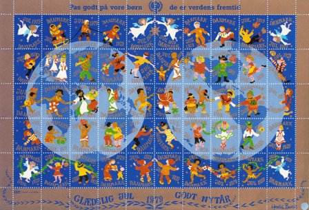 Danmark - julmärkeark 1979 - Takket - Ubrugt eller foldet