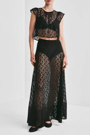 Lace Maxi Skirt Sort XL