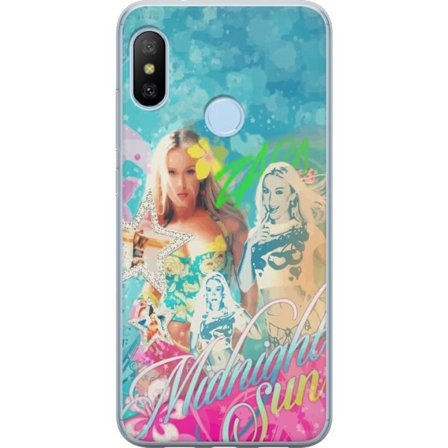 Yhteensopiva Puhelinkuori Xiaomi Mi A2 Lite Seikkailumaailma Steve, Creeper ja eläimillä värikkäässä palikkagrafiikassa