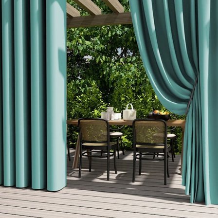 Qelus Set med 2 Utomhus Gardiner Vattentäta med Ögla - 132x274cm - Grön - Termisk Isolering, för Pergola Terrass