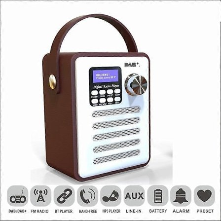 Bärbar DAB-H6 Trä DAB Digitalradio Bluetooth MP3-spelare Stöd för TF-kort och Flash Disk