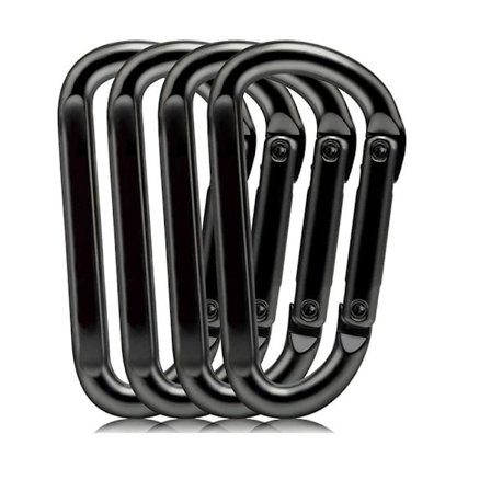 4-pak D-formede karabinhager 8x4cm Sort Jern Nøgleringsklemme til Camping Vandretilbehør