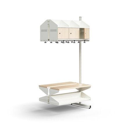 Garderobenschrank ENTRY, Anbaumodul, bodenstehend, 1800 x 900 x 600 mm, weiß/Birke