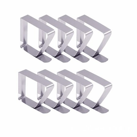 Uteklämma för bordsduk, bordsduksklipp, 8 st rostfritt stål ta