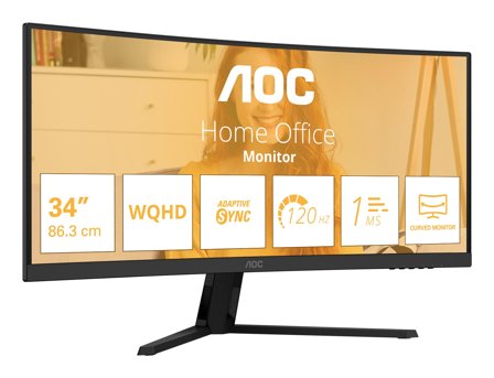 AOC 34" curved skjerm CU34B3E 3440x1440 VA, 120hz, 1ms*, 3500:1, HDR, HDMI/DP