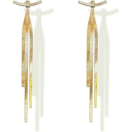 Kvast Øreringe 925 Sterling Sølv Belagt Blank Bue/Stribe Lang Tråd Geometriske Øreringe Dame Piger Gave Valentinsdag Fødselsdag Jubilæum
