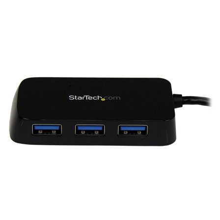 StarTech 4-Port USB 3.0 SuperSpeed Hub - Portable Mini Multiport USB Travel Dock - USB Extender Black for Business PC/Mac, laptops (ST4300MINU3B) -