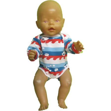 Body I Vit/röd/blå Mönstrad Trikå Till Baby Born Vit/röd/blå Mönstrad
