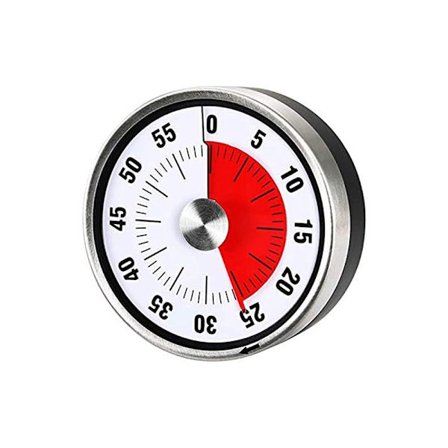 Magneettinen mekaaninen keittiön ajastin 60 minuuttia. Visuaalinen ajanhallintatyökalu opiskelijoille, aikuisille, leivontaan, höyrytykseen ja 