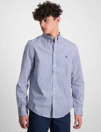 Polo Ralph Lauren Striped Cotton Poplin Shirt Blauw Overhemden Jongens - Kids Brand Store
