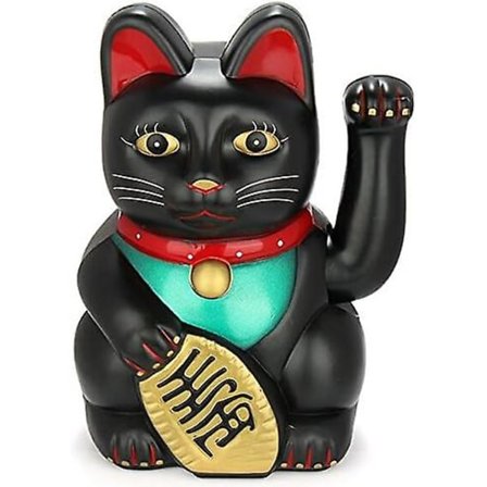 Monkey King Feng Shui Lykkekatter Lovende Vinkende Rike Katt Maneki Neko 15 cm Høy Svart, Gull[YD]