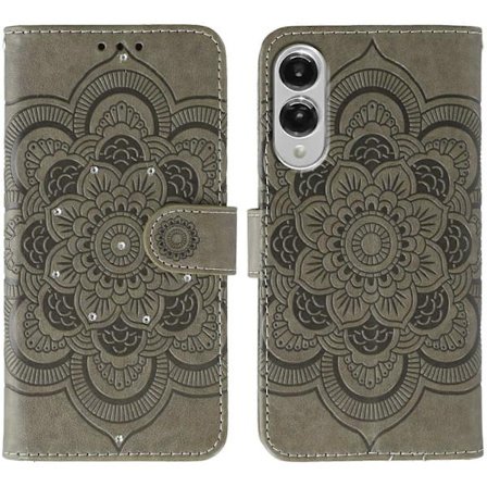 Samsung Galaxy S25 Edge -kotelo, strassikoristeinen PU-nahkainen Mandala-kuvioitu puhelinkotelo