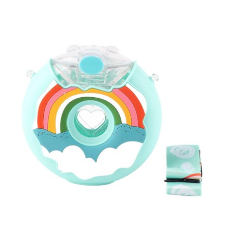 Søt Fargerik Smultringformet Bærbar Vannflaske 380ml med Stropp for Småbarn Blå Regnbue Varmebestandig PC