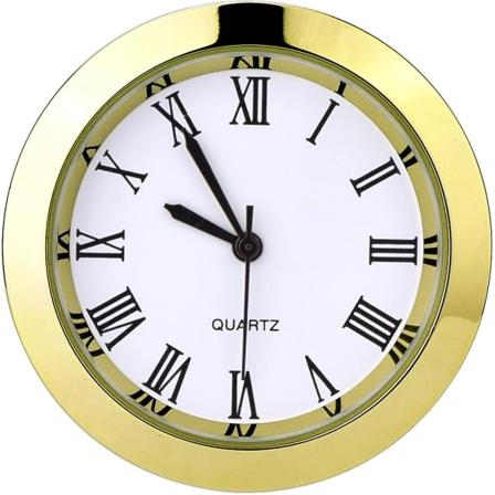 1-1/2 tomme (37 mm) rund kvarts urindsats med romertal Passer til 35 mm diameter hul (guldramme)