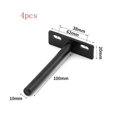 4 st 100 mm, Φ10 mm väggmonterade osynliga hyllor (svart)
