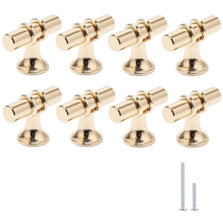 Set med 8 möbelknoppar i champagne eller euro lådknoppar T-bar möbelhandtag moderna knoppar för skåp och lådor