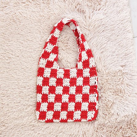 1 stk Skuldertaske skakbræt taske taske hæklet taske underarm