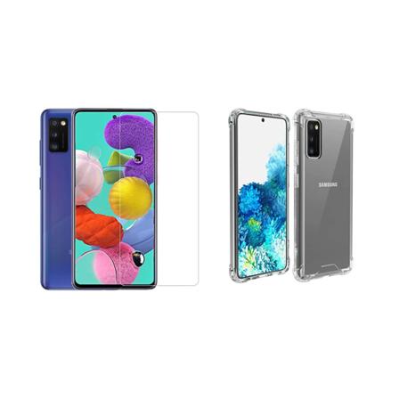 Samsung Galaxy A41 - Stötdämpande Silikonskal med Skärmskydd Transparent